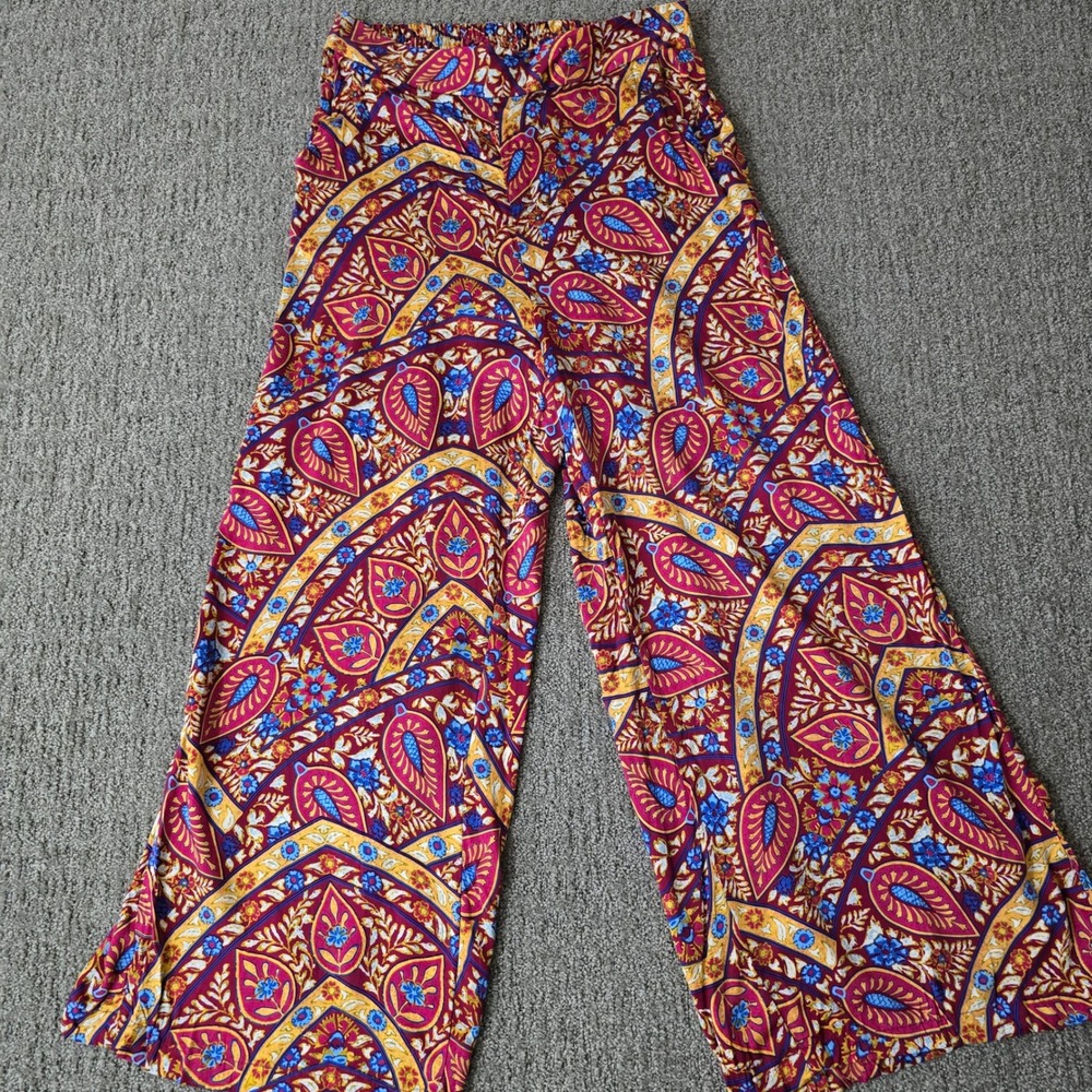 Christian Siriano Paisley Wide Leg Pants Womens S Boho Festival Palazzo Sz Small